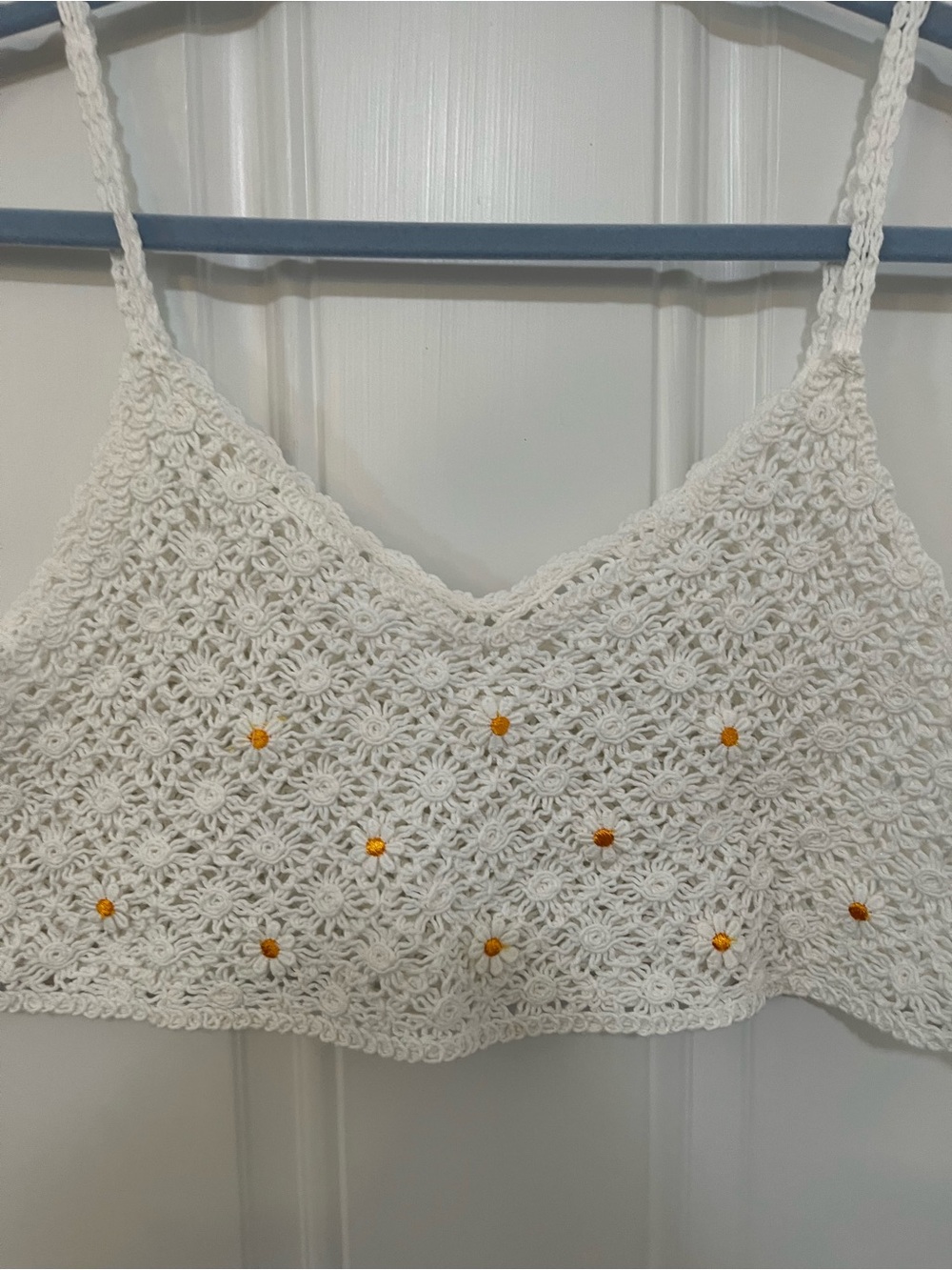 White Crochet Bra-let with Yellow Accent